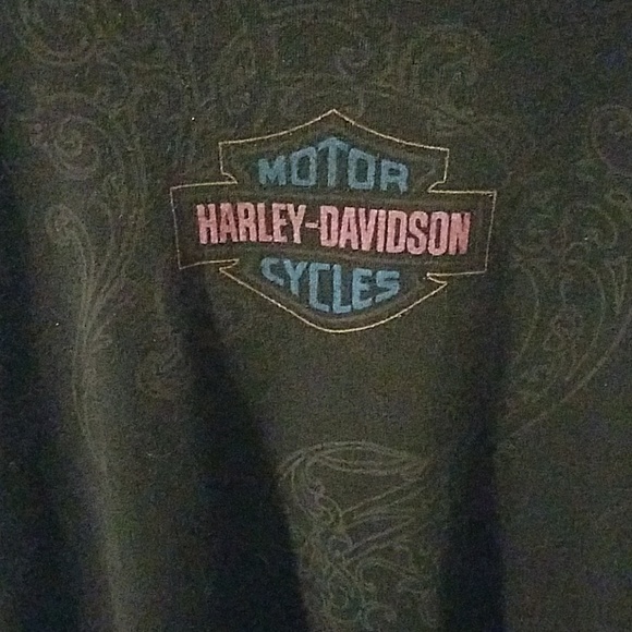 Ladies black long sleeve Harley Davidson t-shirt t - Picture 2 of 7